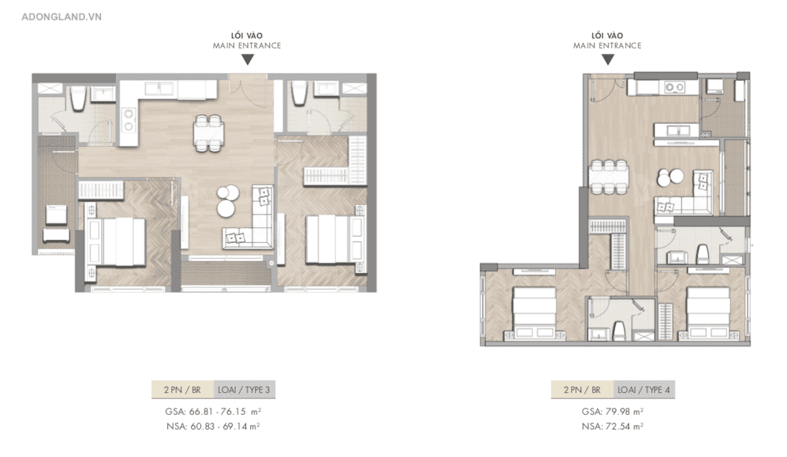 layout căn hộ 2pn