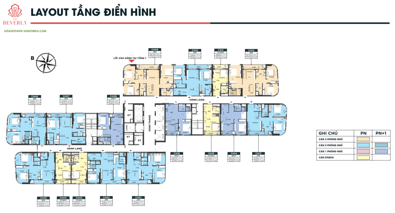 layout tầng căn hộ the beverly