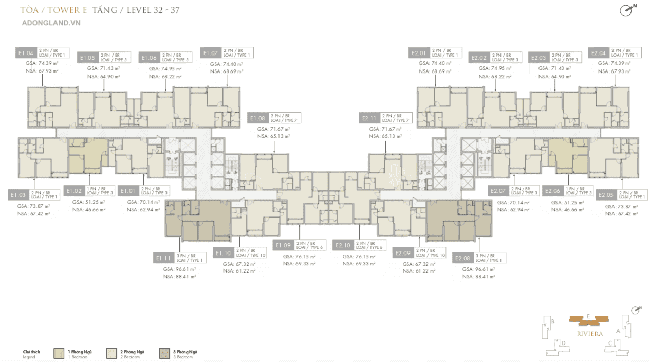 mặt bằng toà e tầng 32-37 masteri centre point