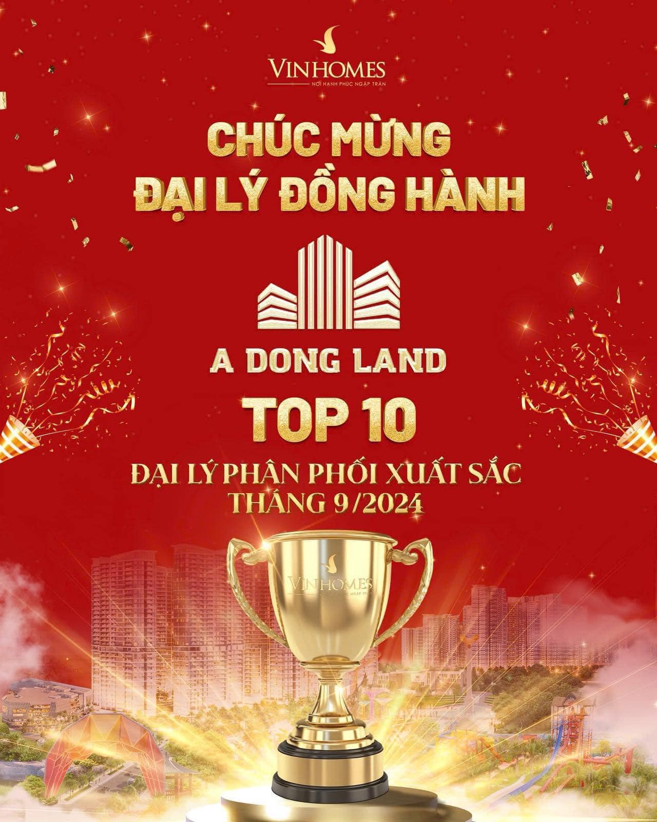 top 10 đại lý xuất sắc nhất Vinhomes