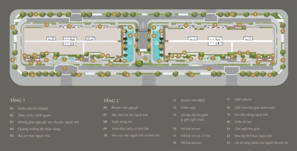 mặt bằng tiện ích ngoài trời Midtown