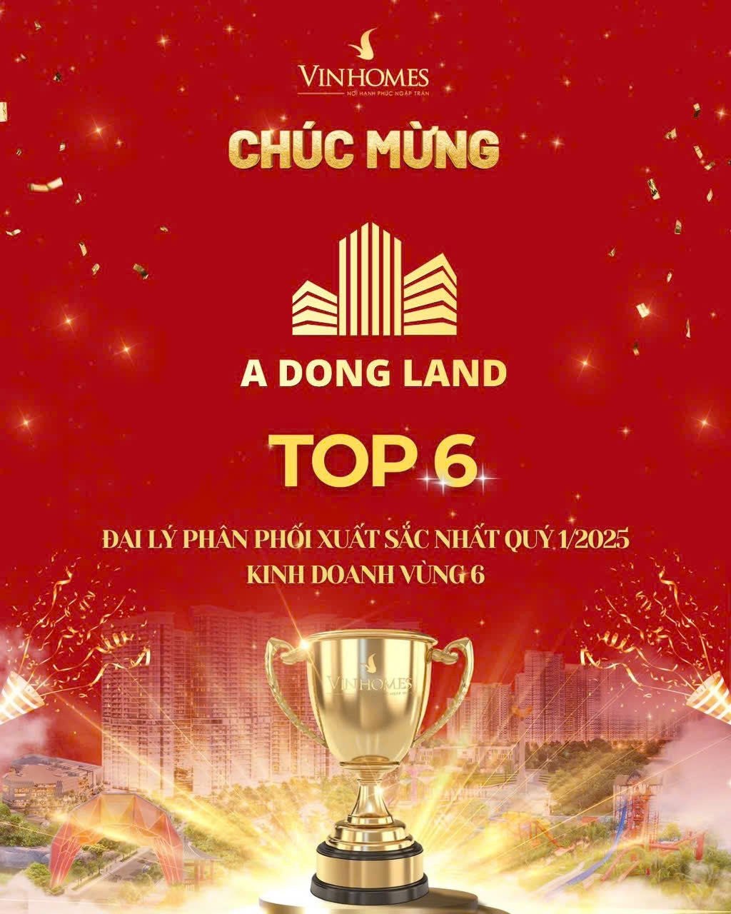 top 6 đại lý xuất sắc nhất quý 1 Vinhomes