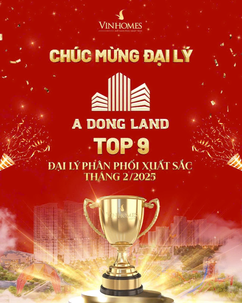 top 6 đại lý xuất sắc nhất tháng 2 Vinhomes
