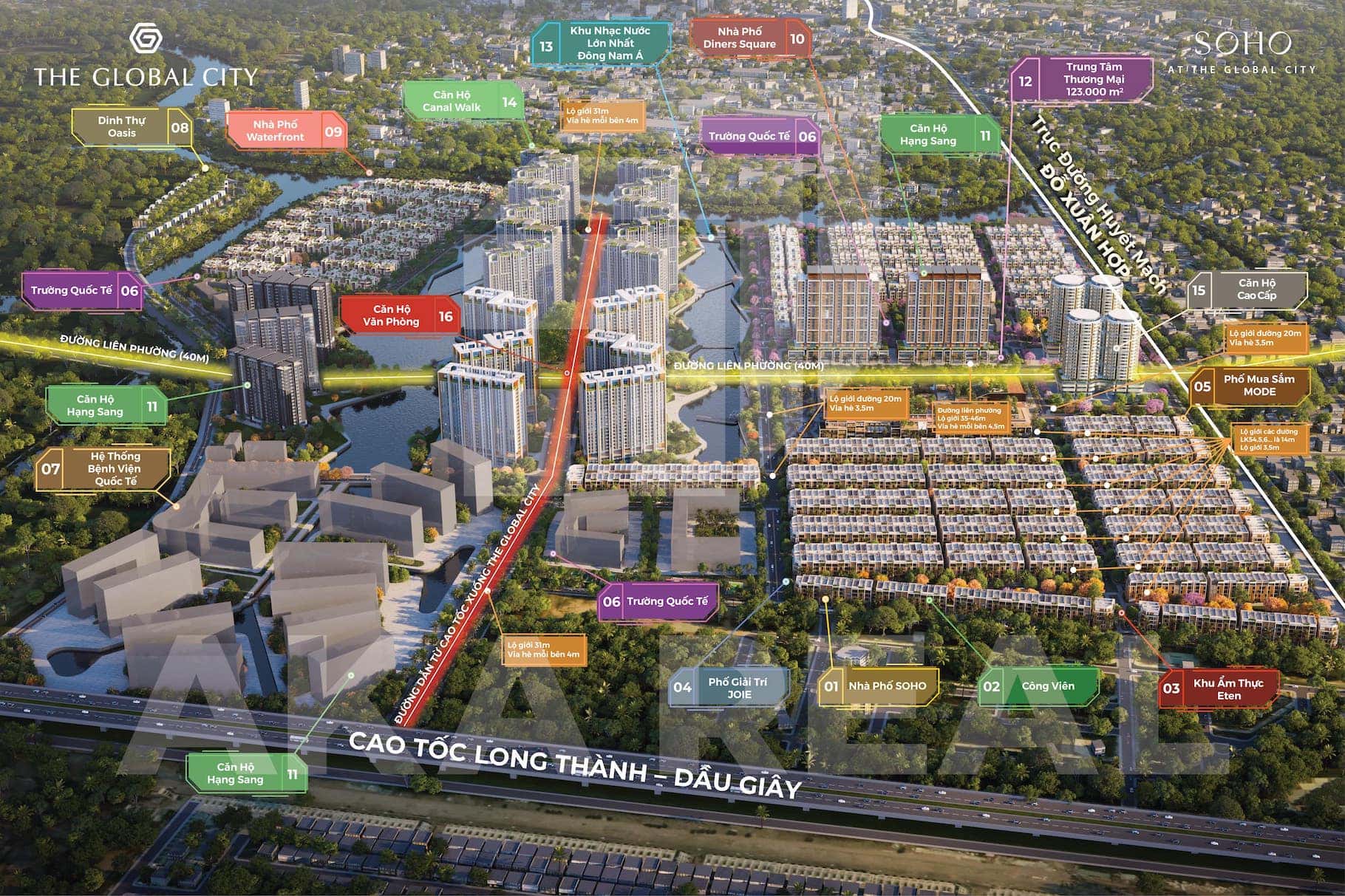 phối cảnh các phân khu The Global City