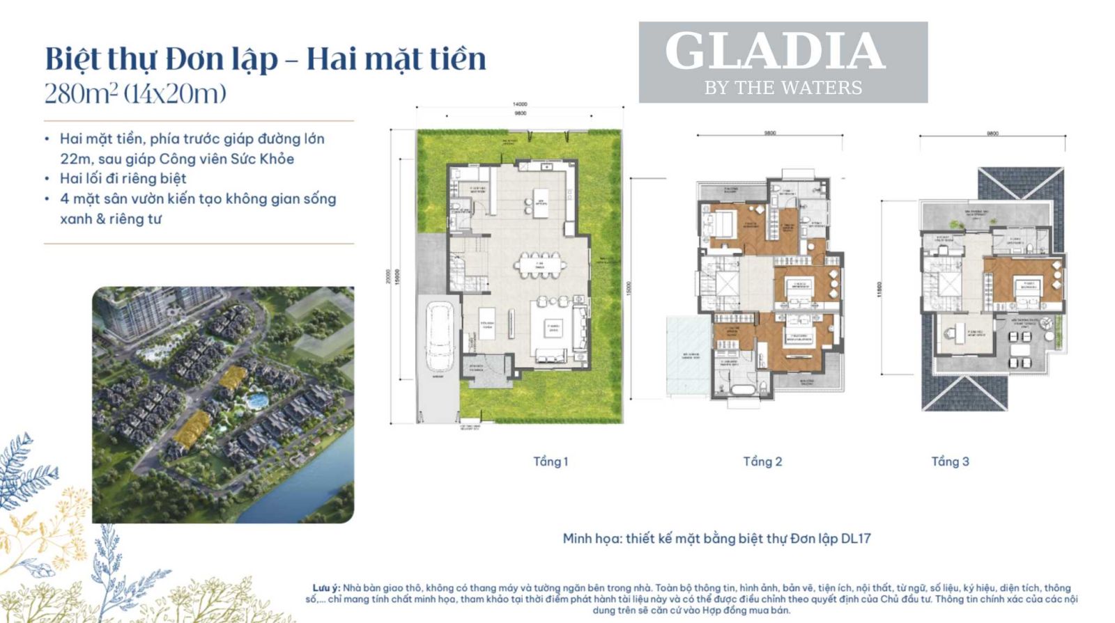 mặt bằng layout Biệt thự Đơn Lập - Hai mặt tiền Gladia by Waters Thủ Đức