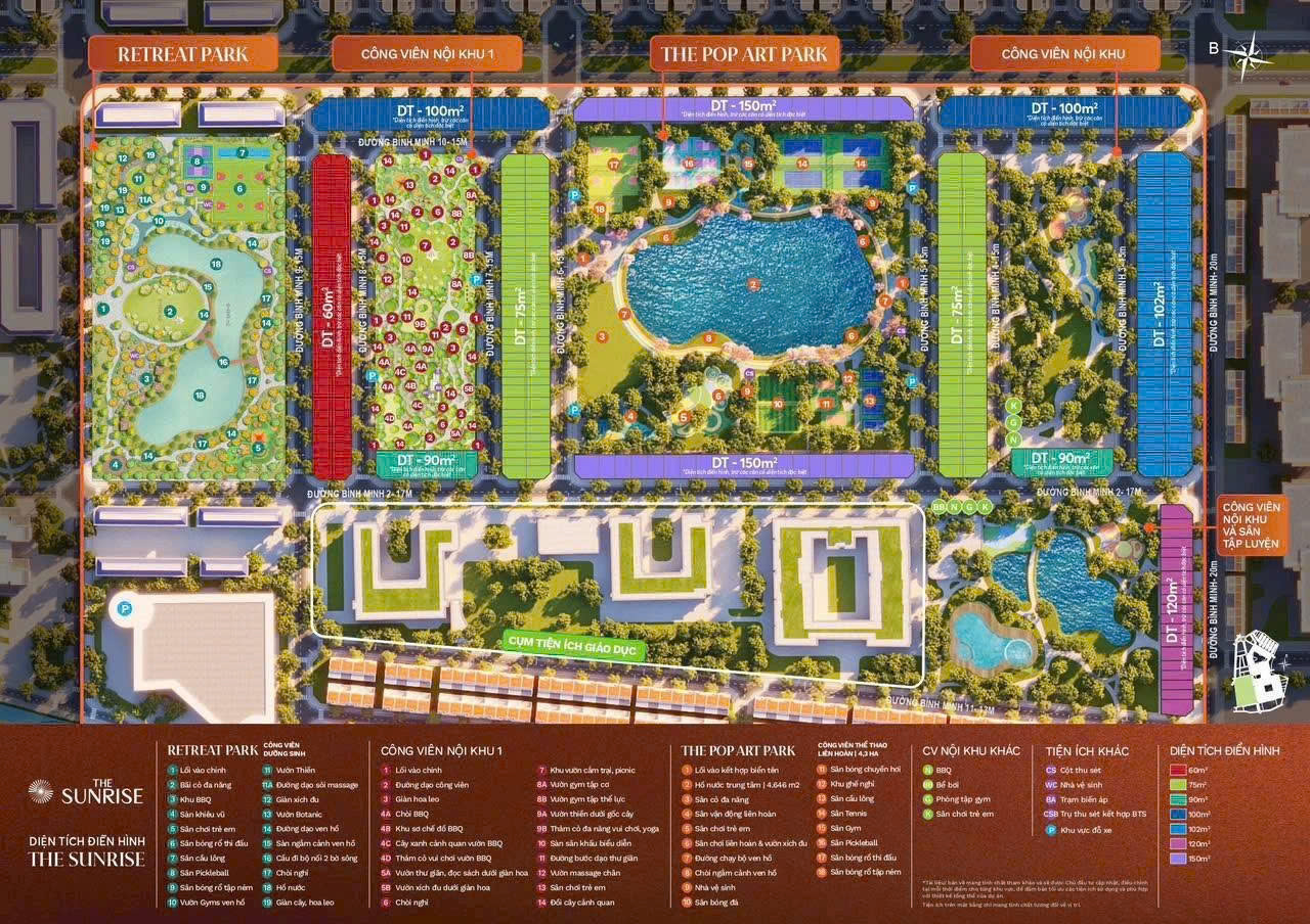 mặt bằng phân khu sunrise Vinhomes Green City