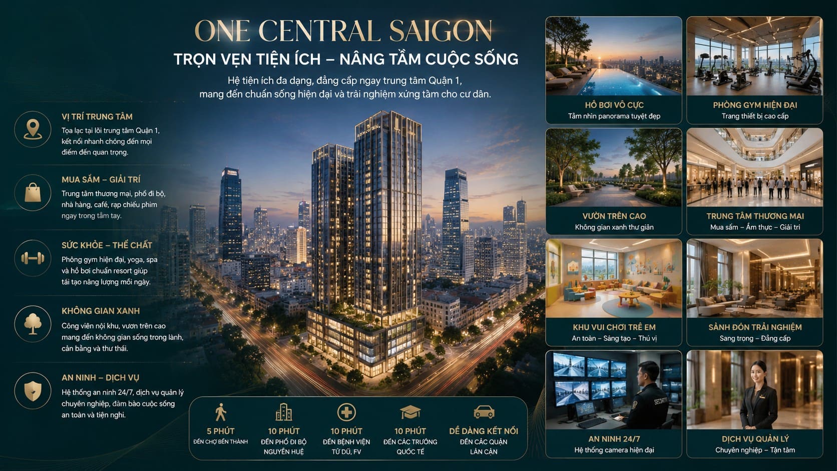 tiện ích nội khu và ngoại khu one central saigon