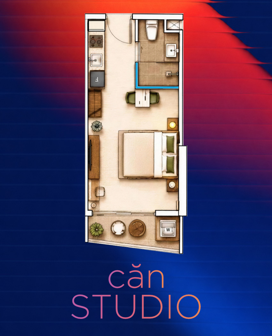 Layout căn studio Alora Nha Trang