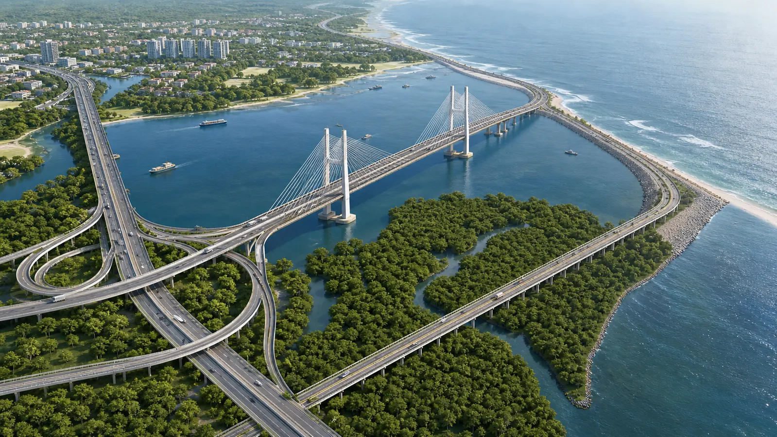 Mạng lưới cầu, cao tốc và đường ven biển kết nối khu vực Cần Giờ